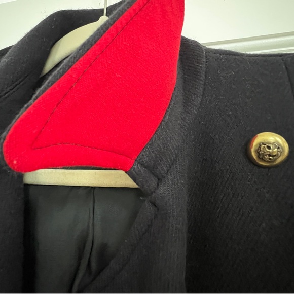 LIKE NEW Zara Navy Blue Double-Breasted Peacoat with Gold Buttons - Picture 4 of 8